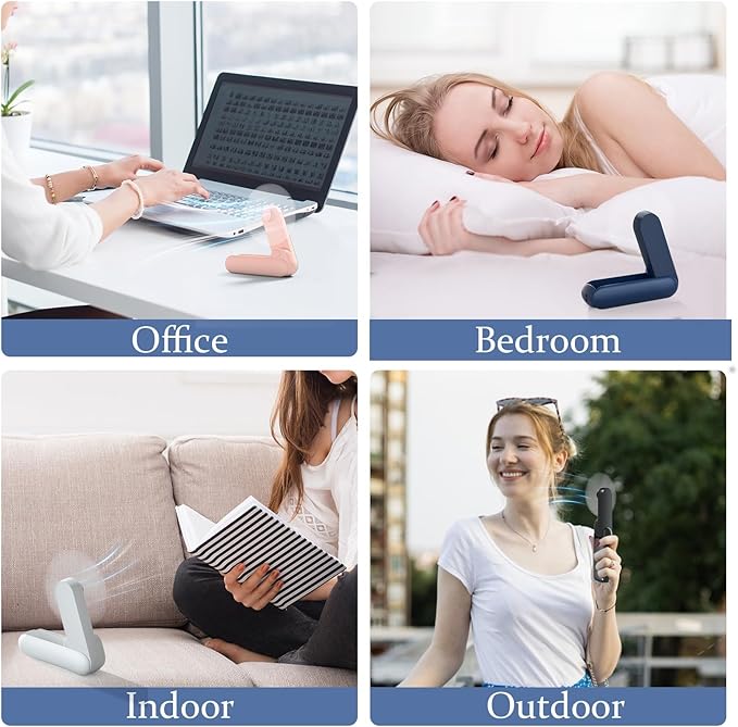 Portable Handheld Fan, 2 IN 1 Mini Hand Fan, Battery Operated [8-15 Working Hours], USB Rechargeable Personal Foldable Fan for Indoor, Small Pocket Fans Travel Essentials for Outdoor (White)