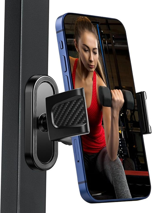 Magnetic Phone Holder for Gym, 360° Adjustable Strong Magnet Base Mount, Universal Magnetic Phone Mount for Workout Recording on All Smartphones