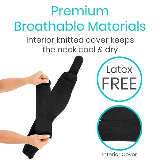 Vive Cervical Collar Neck Brace for Neck Pain and Support for Women & Men - Soft Foam Brace for Pain Relief - Comfortable Corrector Wrap for Posture, Sleeping, Radiculopathy, & Spine (Black, 3 inch)