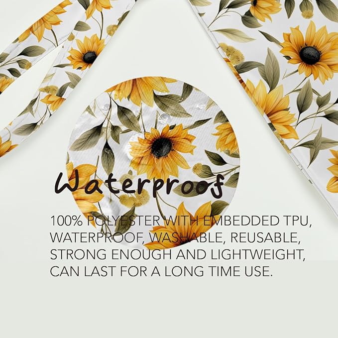 Fokongna Floral Print Wet Bag, Small Portable Waterproof Multi-Functional Organizer for Women, Ideal for Daily, Beach & Travel, Golden Yellow Sunflower Field