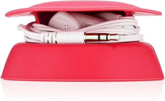 Budley - Tangle-Free Earphone/Earbud Case, Compact Storage System, Silicone (Red, Set of 1)