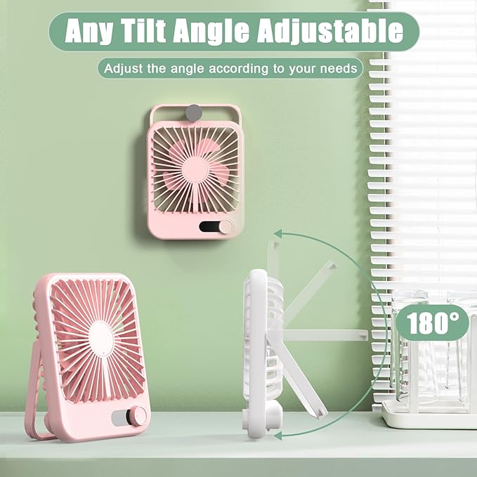Travel Fan for Sleeping, 6.8" Small Portable Fan Rechargeable Battery Powered, 100 Speeds Personal Mini Desk Fan for Office Bedroom, Cruise Ship Beach Vacation Travel Essentials, White