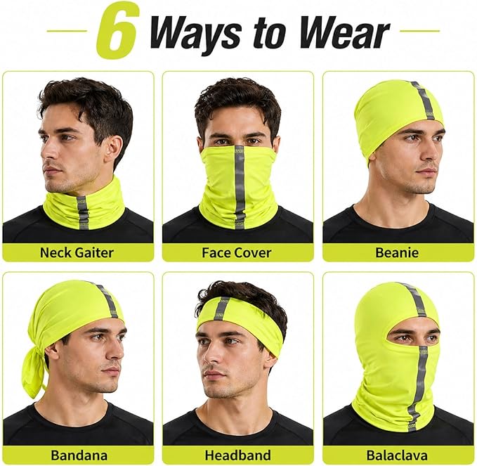 SATINIOR 4 Pcs Neck Gaiter Face Mask for Men Reflective Face Cover Scarf Summer UV Sun Protection Balaclava Bandana for Work