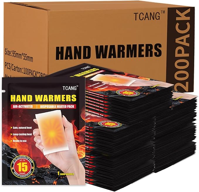 Hand Warmers Disposable - Up to 15 Hours of Heat - 10/50/100/200 Pack Super Long Lasting Air Activated Warmers, All Natural, Portable for Body, Hands & Toes - Odorless Hot Warmer Heater for Outdoor