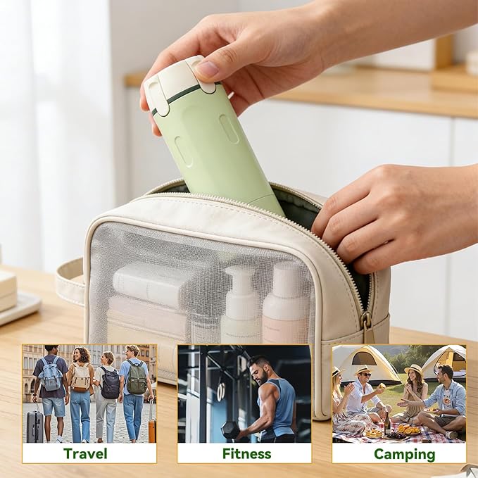 4 in 1 Travel Dispenser,Travel Shampoo and Conditioner Bottles,Refillable Leak Proof Containers Toiletries for Vacation and Business Travel 120ML