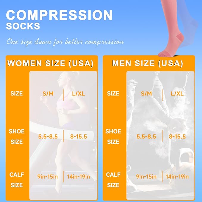 bropite Flora Compression Socks for Women & Men-Knee high 6 Pairs 20-30mmhg Support Running Nurse Travel