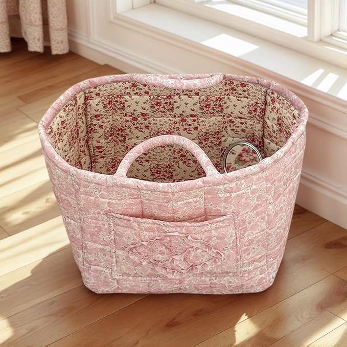 Floral Fabric Storage Basket Car Interior Storage Basket Underwear Sundries Laundry Baskets Supplies Home Organizer Bag (style 2)