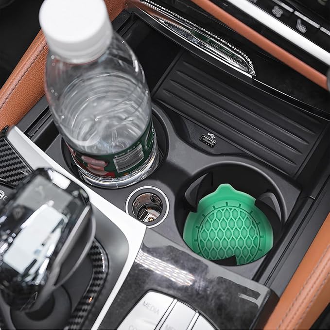 Zpana 4PCS Car Cup Holder Coasters, Silicone Non-Slip Vehicle Cup Recessed Mats, Sift-Proof Automotive Interior Drink Insert Decor Accessories, Universal for SUV, Sedan, Truck (Green)