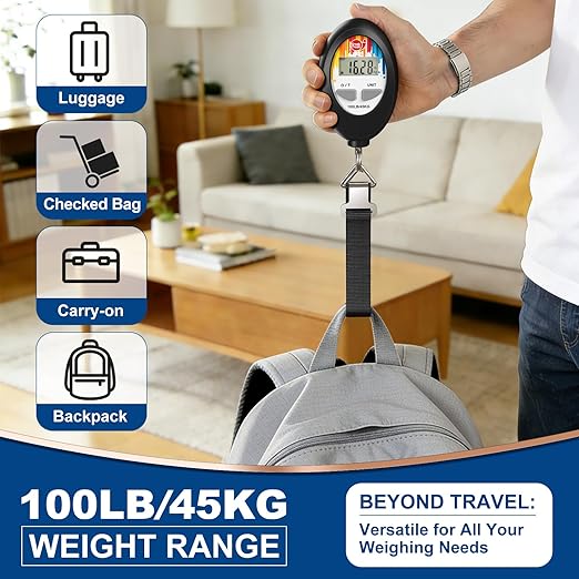SNAIL TRAIL 100 lbs (45 kg) Digital Luggage Scale, Portable Suitcase Weigher, Travel Bag Weight Scale, Handheld Baggage Weigh Machine, Gift for Travelers