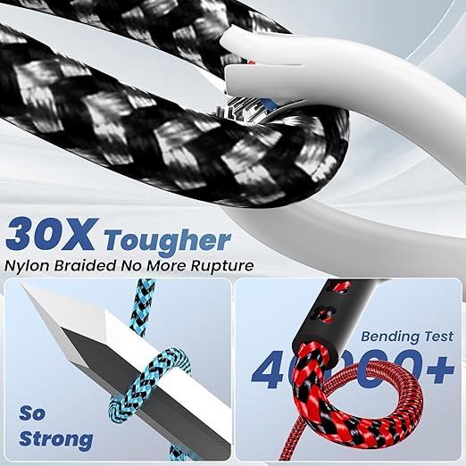 Multi Charging Cable, 6-in-1 USB A/C Cable with Dual Type-C/IP/Micro USB, (2Pack 5FT) Multi Chargers Cord for All Devices, Phone Charger Cord for iPhone 17/16/15/14, Galaxy, Android