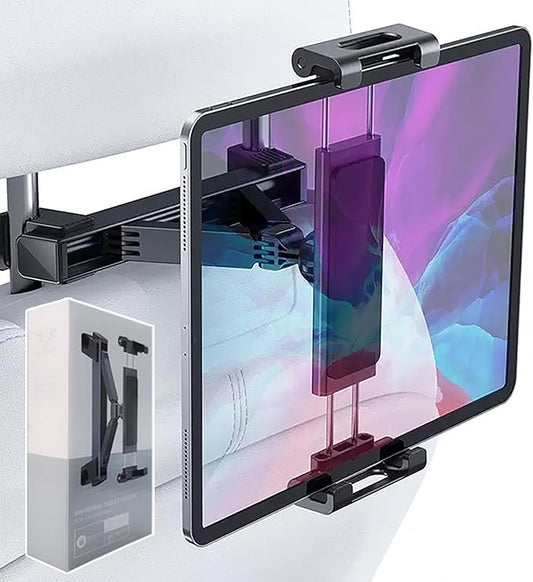 2026 Car Headrest Tablet Holder, Road Trip Essentials for Kids, Scalable Tablet Mount for Car Backseat for iPad Phone, for Most Tablets/Phones, Fits Larger Tablets [Upgrade - Black]