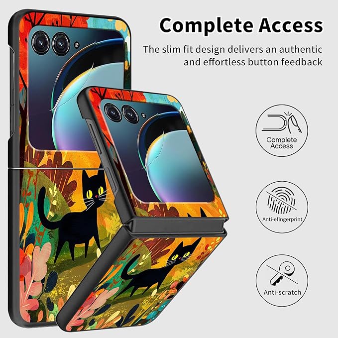 for Motorola Razr 2025 Case,for Moto Razr 60 Phone Case Cute Slim Hard PC Ultra-Thin Anti-Scratches Shockproof Protective Phone Cover,Cartoon Cat Forest