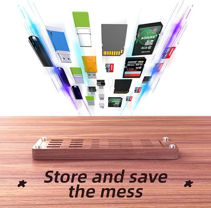 Wooden Memory Card Case TF Cards Box and USB Drive/SD Card Holder Desk,Micro SD Card Case,Memory Card Case, Memory Card Carrying Case -AJSNH01M