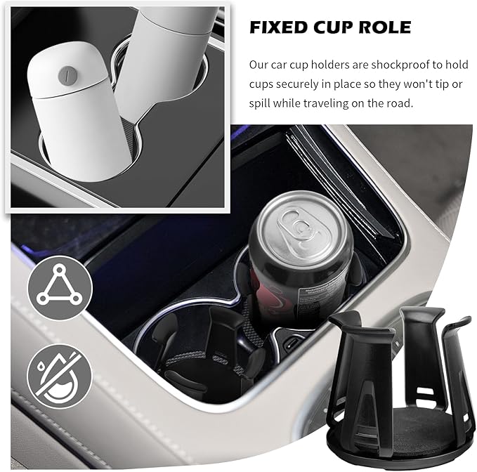 2PCS Car Cup Holder Insert,2026 Upgraded Cupholder Insert for Car with Adaptive Clamping Arm,Essential Self-Adhesive Automotive Cups Holders for Fixing Water Cups and Drinks
