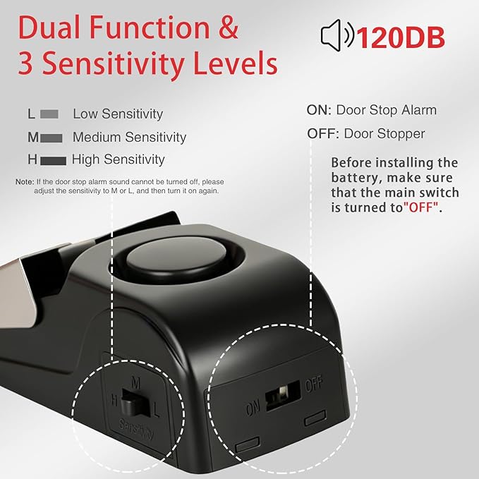 Portable Door Lock & Door Stop Alarm Set, Dual Protection Home Security Door Kit, Travel Hotel Lock Devices Pocket Self Defensey Tools for Traveling Hotel Home Apartment,Red