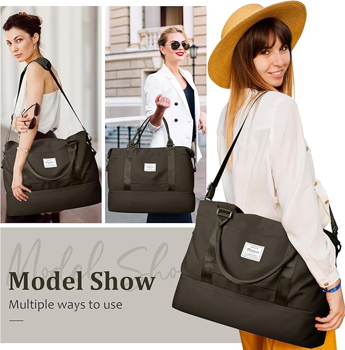 Weekender Bags for Women,Personal Item Travel Bag with Shoes Compartment,Overnight Travel Duffel Bag with Toiletry Bag