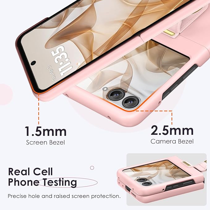 Maxdara for Moto Razr 2026/2025/2024 Case with Ring Holder [Not Fit Ultra or Plus], Motorola Razr 2024 Case with Screen Protector, Slim Case for Moto Razr 2026 & Razr 2025 (Pink)