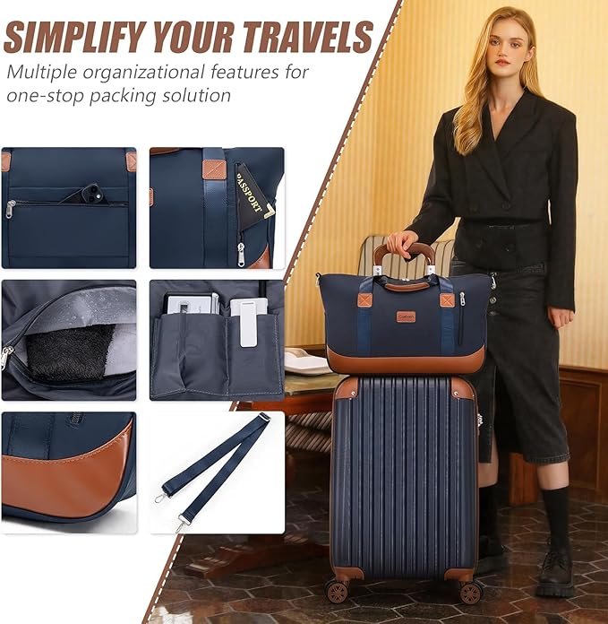 Cosbarn Carry On Luggage Sets 3 Piece, 20 Inch Luggage 22x14x9 Airline Approved with Wheels and TSA Lock, ABS Lightweight Hardshell Travel Suitcase Set with Duffel Bag Travel Bag for Men Women