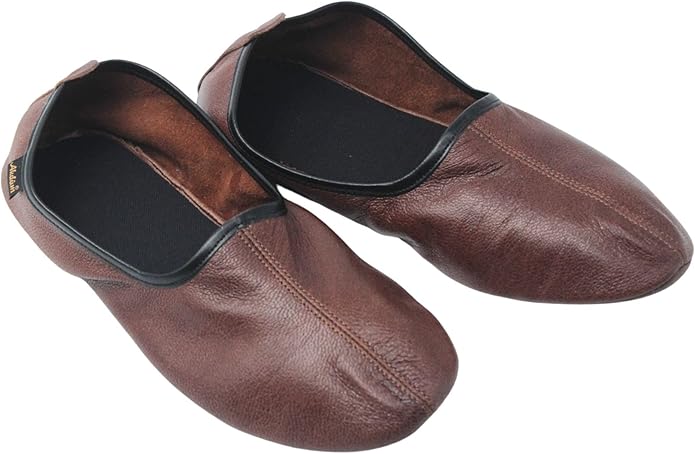 Womens Indoor Leather Slippers Traditional Babouche House Shoes Barefoot Moccasin