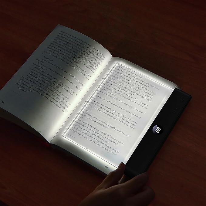 LED Book Light and Night Light 2 in 1, 3 Color Temperatures & Stepless Dimming, USB Rechargeable Reading Light with Timer for Night Reading 1pc (Black)