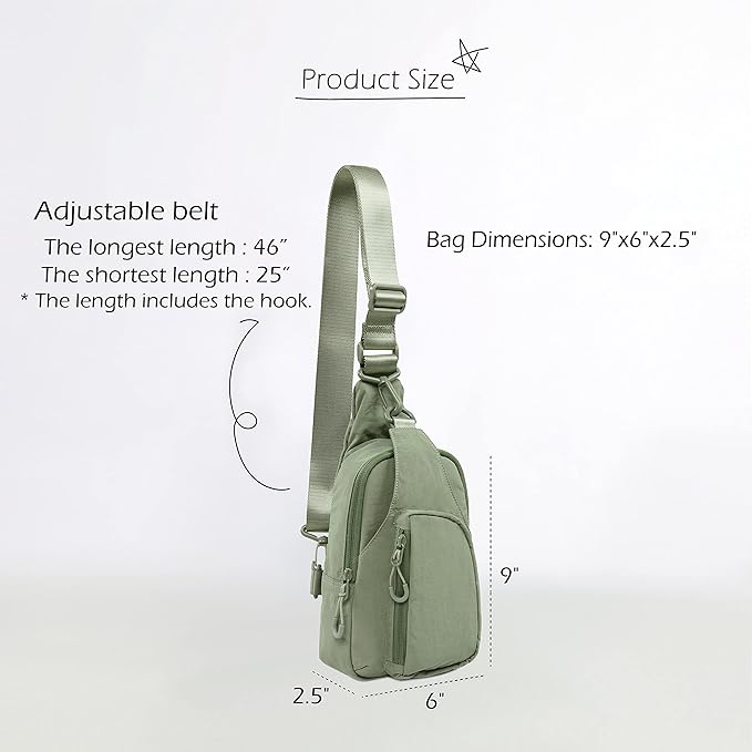 ODODOS Sling Bag with Adjustable Straps Crossbody Chest Bag Lightweight Backpack for Casual Traveling Hiking