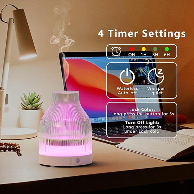Diffuser,USB Plug-in Car Portable Aromatherapy Diffuser,Essential Oils for Diffusers with 7 Colors Lights 2 Switch Mode Waterless Auto Off for Car Home Office Room (One Button Control)