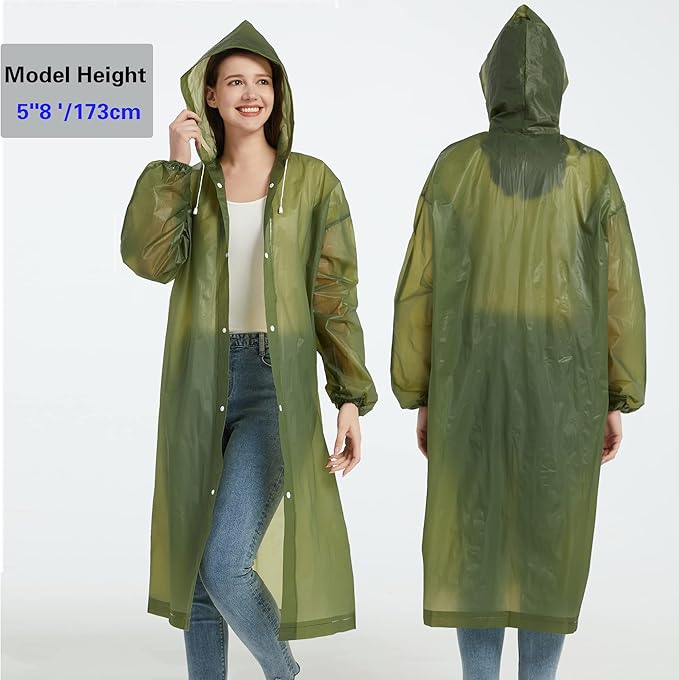 YDYJKI 2 Pack Waterproof Rain Ponchos for Adults-Reusable Emergency Raincoats with Hoodand Drawstring -Lightweight Ponchos