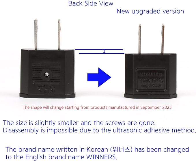 220 to 110 Travel Adapter (Korea to USA) Set of 2