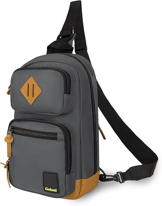 Goloni Sling Bag Crossbody Shoulder Bag for Men Women,Waterproof Lightweight Casual Daypack with Multi-Pockets