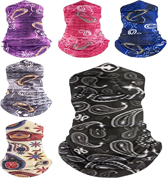 6 Pack Neck Gaiters Tube UV Face Mask Bandana Balaclava Shiesty Magic Scarf Headwear Headbands Wraps for women