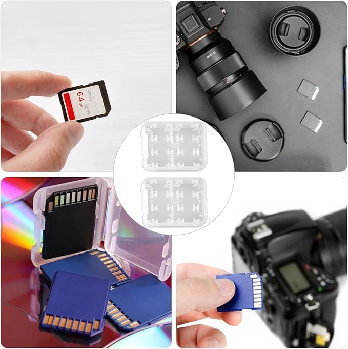 2 Pack SD Card Storage Case – 8-in-1 Hard Plastic Holder for Micro SD/SDHC/TF/MS Cards – Compact, Reusable Memory Card Organizer (Cards Not Included)