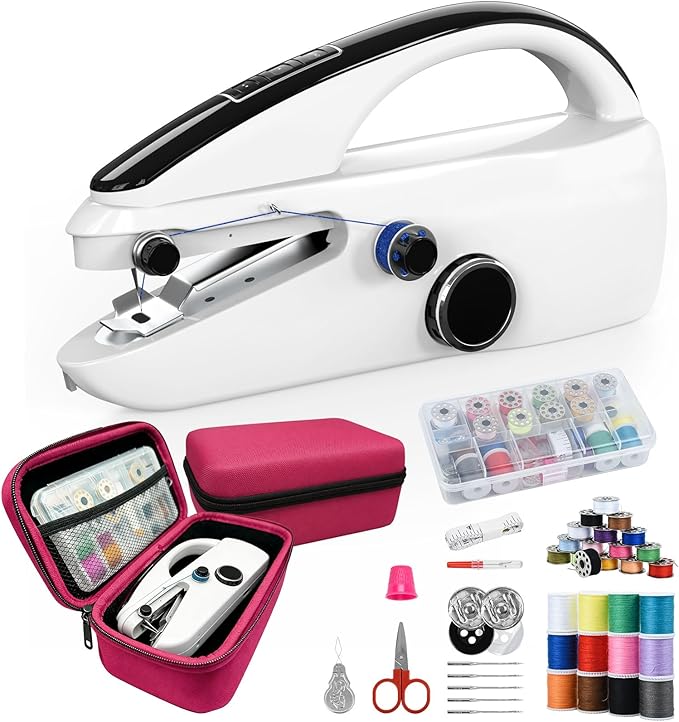 Handheld Sewing Machine, Two-Speed Portable Mini Sewing Machine for Beginners, Electric Handheld Sewing Machine with Red Case & Accessories. DIY Home & Travel Sewing kit for adults.Black
