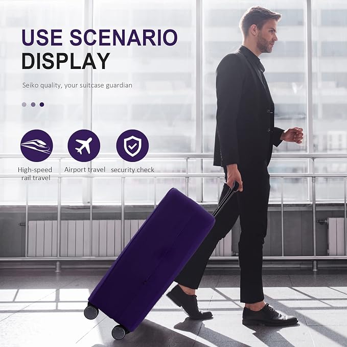 Travel Luggage Cover - Scratch-Resistant Fit 19-31 Inch Suitcase Protector (Purple, S(19-21 inch))