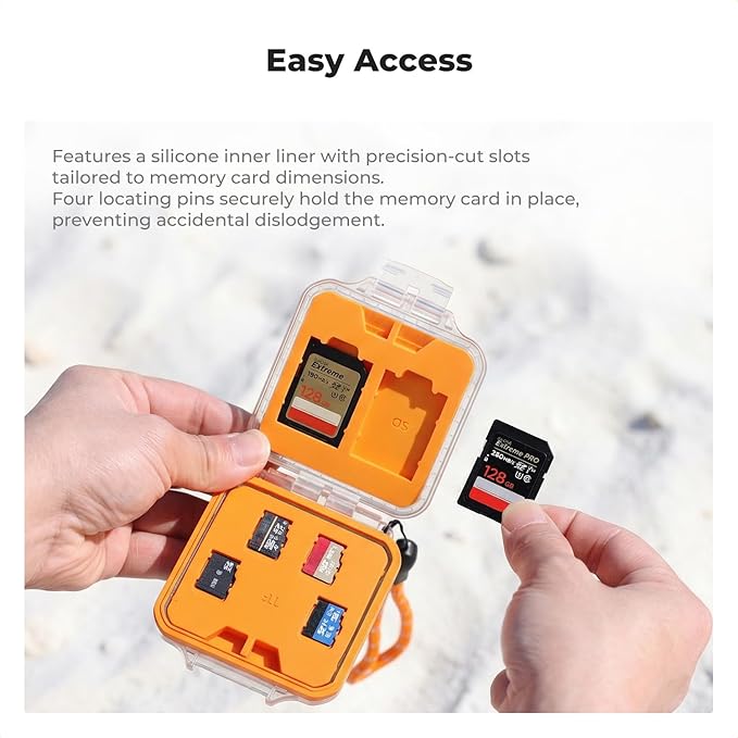 K&F CONCEPT 12 Slots Memory Card Case, Removable Card Slots, Water-Resistant and Anti-Shock Transparent Card Holder Storage Box for 8 Micro SD TF Cards, 2 SD Cards and 2 CFA Cards