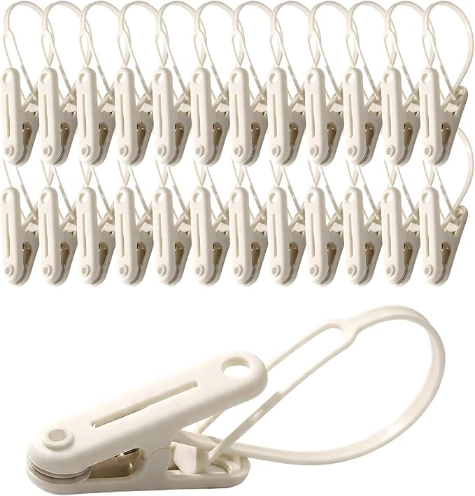 PHOBA Premium Baby Clothes and Pants Clips 48 Pack with Silicone Pads, Modern Non-Slip Hanger Clips for Nursery Organization, Space-Saving Slim Design, Beige and White Mix (Premium)