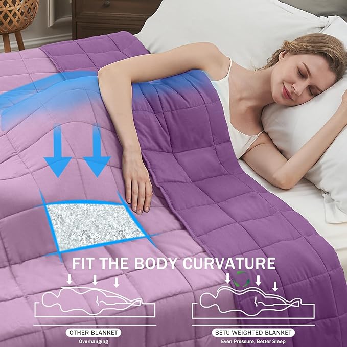 Purple Weighted Blanket for Adults 12lbs, 48"x72", Twin Full Size Cooling Heavy Throw Blanket for 110-130lbs, Microfiber Soft Thick Big Blankets Weighted Comforter Gifts for Sleeping
