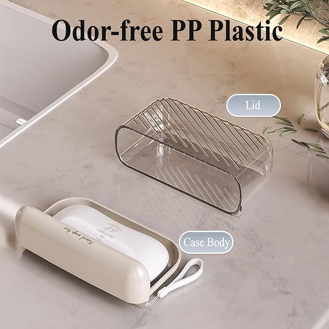Travel Soap Case Soap Holder Bar,Soap Dish Travel Plastic Soap Dish for Shower Container(Beige)