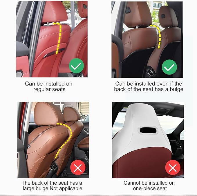 Back Seat Cup Holder for Car – Multifunctional Seat Back Organizer with Drink Holders, Tissue Box Storage & Hooks, Fits Headrest for Auto. (Brown)