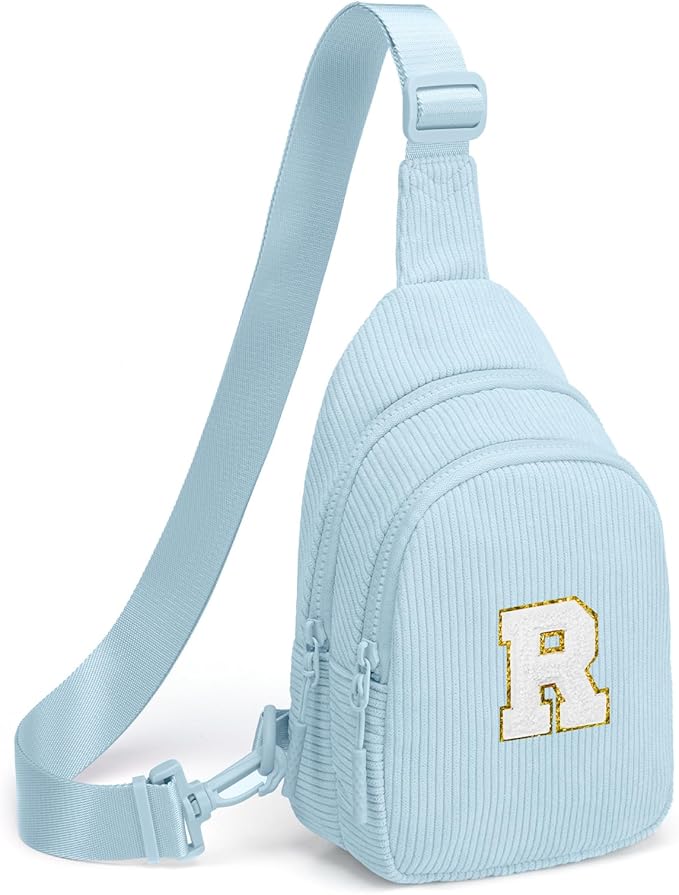 Viverte Small Corduroy Sling Bag Initial Crossbody Bag Fanny Pack for Girls Personalized Birthday Gifts for Teen Girls Gifts