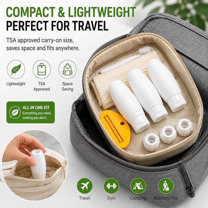 Toothpaste Refill Adapter Kit with Refillable Toothpaste Tubes and Squeezer, Portable Travel Connectors for Transferring Toiletries, Leak-Proof Packing Set (1 Set)