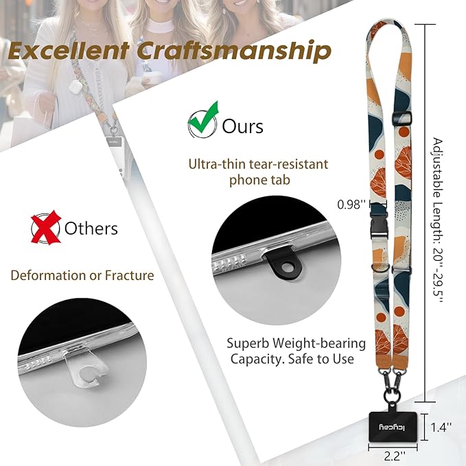 Icycay Phone Lanyard Crossbody, Abstract Art Cell Phone Strap for Around The Neck Adjustable, Anti Theft Cute Lanyard for ID Holder Keys Accessories Travel Essential