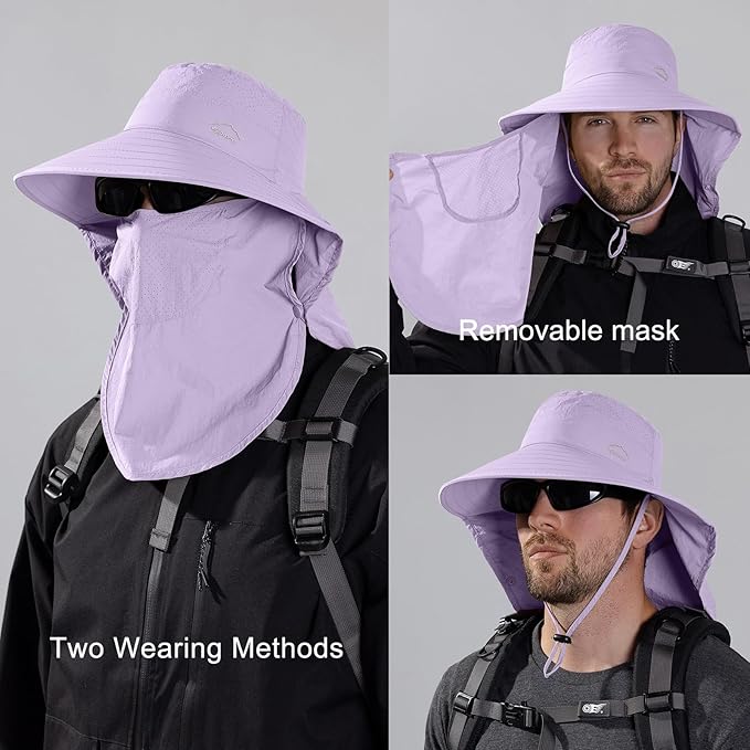 Sun Hat for Men Women with Neck Flap,UPF 50+ UV Protective Hiking Fishing Hats,Wide Brim Sun Hat for Women&Men