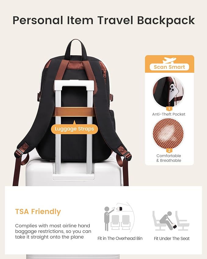LOVEVOOK Laptop Backpack for Women with Giant Tumbler Holder,17.3 Inch Laptop Computer Bag Travel Backpack Purse,Waterproof Work Business Backpack College Bookbag Teacher Bags,Black