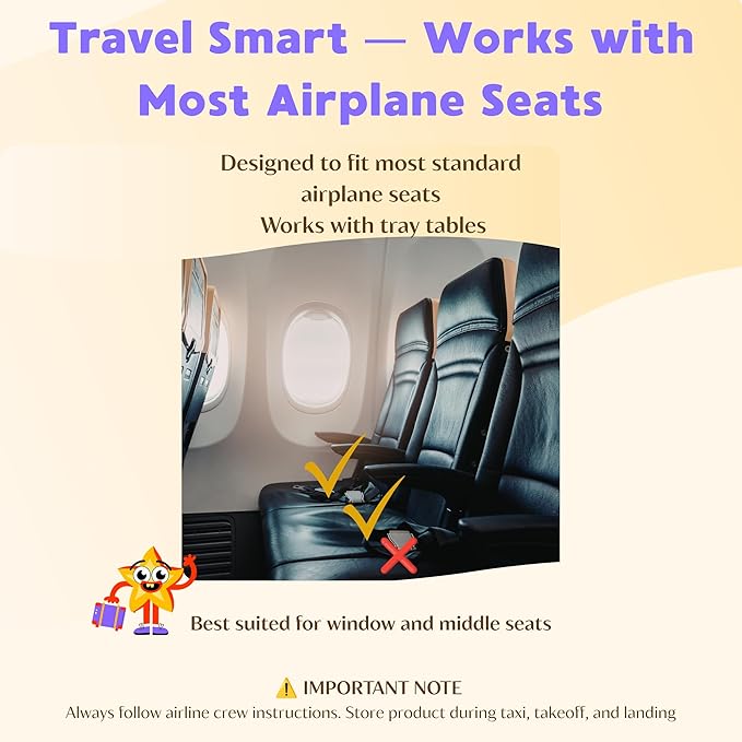 Toddler Airplane Footrest for Travel – Airplane Seat Extender for Kids with Soft Cushioned Support, Natural Cotton Surface, Adjustable Straps & Travel Pouch – Comfortable Leg Support for Flights