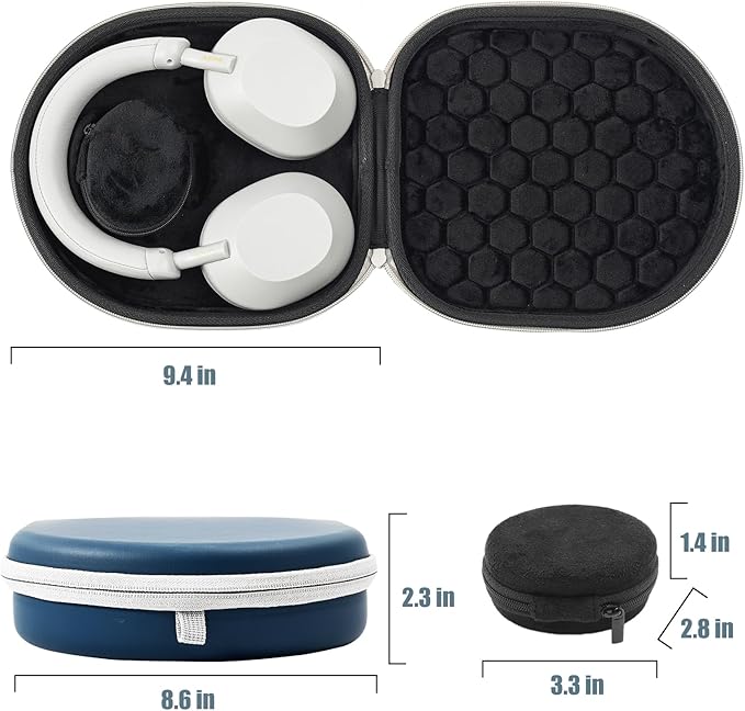ProCase Hard Case for Sony WH-CH720N/ WH-CH710N/ WH-CH520/ WH-CH510/ WH-1000XM5/ WH-1000XM4/ WHXB910N/ Bose 700 Noise Cancelling Wireless Headphones, Travel Carrying Bag with 2 Dust Covers -Navy