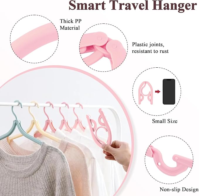 SANLIKE 36 Pcs Travel Hangers with 72 Pcs Clips Folding Travel Hangers Non Slip Plastic Clothes Hangers Collapsible Portable Coat Hanger Drying Rack for Suitcase Flying Camping Hotel(36 Packs)