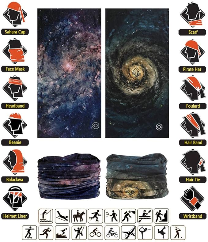 VANCROWN Headband Neck Gaiter Head Wrap Headwear Face Mask Magic Scarf Bandana for Men and Women