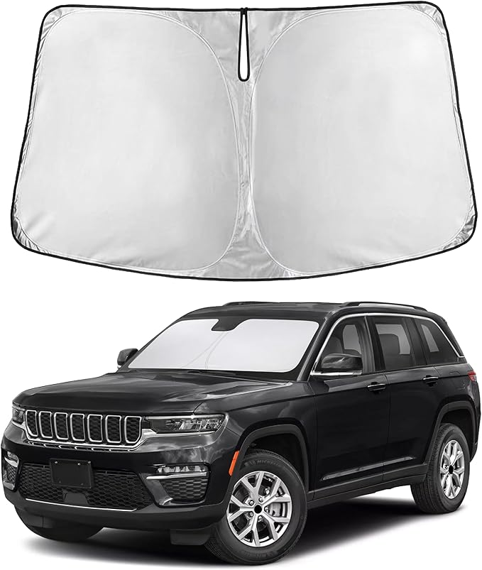 Autovir Windshield Sun Shade Fit for 2014-2021 2022 2023 Jeep Cherokee SUV Sunshade, Front Car Window Shades Sun Visor, Blocks UV Rays & Heat, Car Accessories