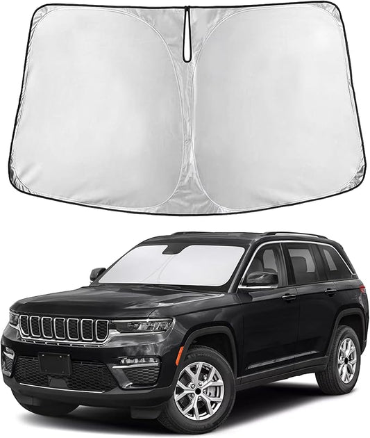 Autovir Windshield Sun Shade Fit for 2014-2021 2022 2023 Jeep Cherokee SUV Sunshade, Front Car Window Shades Sun Visor, Blocks UV Rays & Heat, Car Accessories