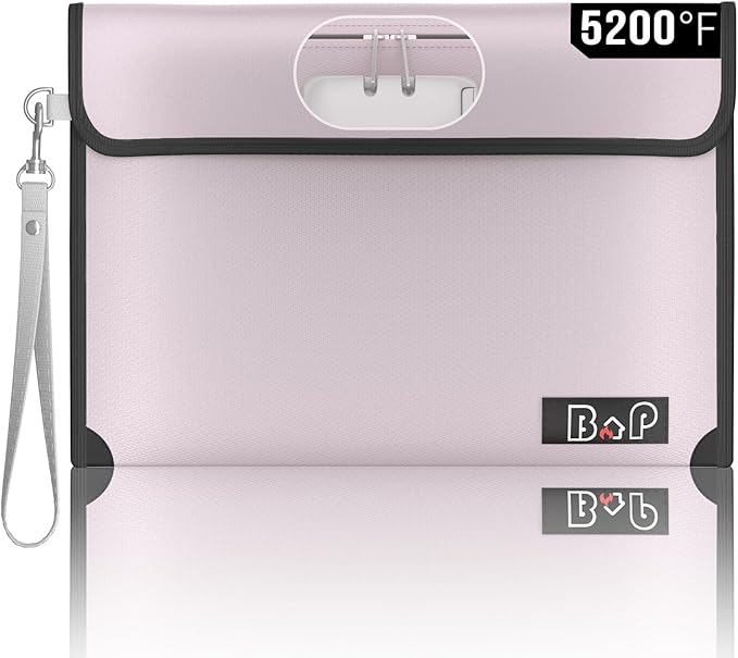 Fireproof Money Bag with Lock - 5200℉ Heat Insulated, BALAPERI Waterproof Zipper Pouch, Fireproof Document Bag for Cash, A5 Size Documents, Passport and Valuables, 11”X 7.7”(Silver)